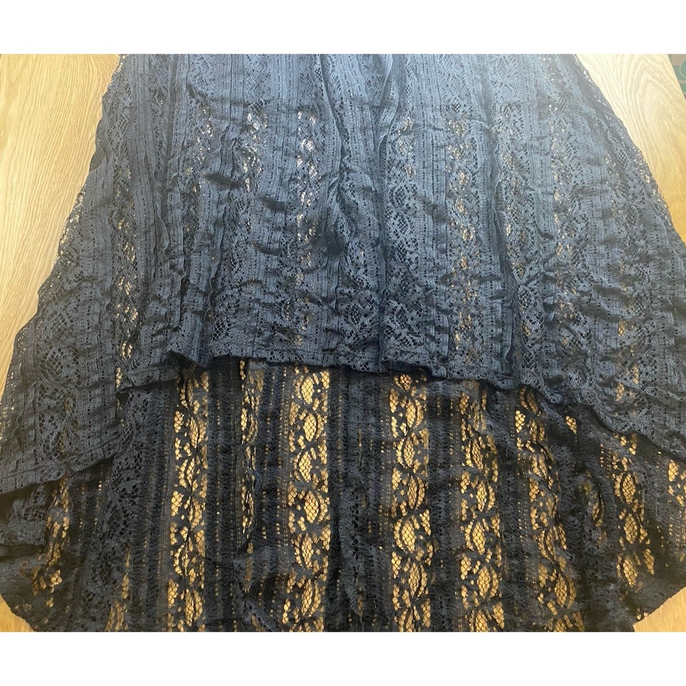 NWT‎ Xhilaration Black Lace Strapless Maxi Dress Size S Smocked High Low Boho - Picture 5 of 15